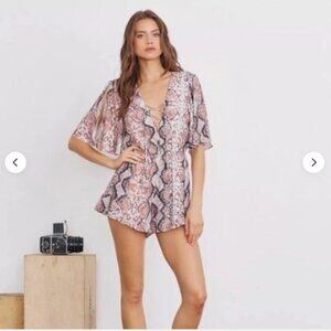 Lovers + Friends Python Snakeskin Print Romper Women's Size Medium